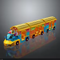 Kids Brightly Colored Toy Train With Elephant Shaped Head And Three Decorative Carriages
