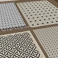 Square Rugs Featuring Woven Tassels and Geometric Dot Patterns