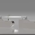 Modern Store Reception Desk Design With White Surface And Small Plant Decor 3d model