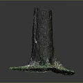 Natural Wooden Tree Stump Decorative Art With Green Silver Stone Base Design