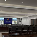 Modern Conference Room Interior With Large Screen China Customs Logo And Seating 3d model