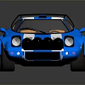 Blue Vintage Sports Car With White Stripes And Gold Wheels Classic Design
