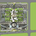 Modern Commercial Complex Featuring High Rise Buildings And Open Atrium Space