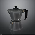 Classic Silver Moka Pot With Black Handle Stainless Steel Kitchen Appliance