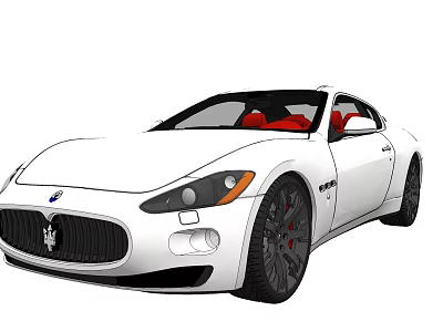 White Maserati Sports Car With Red Leather Seats And Black Alloy Wheels 3d model