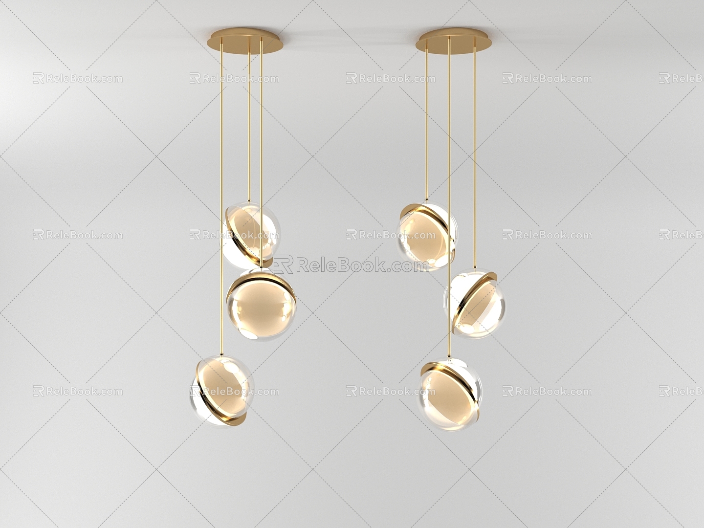 Modern Moon Chandelier Light Luxury Round Chandelier 3d model