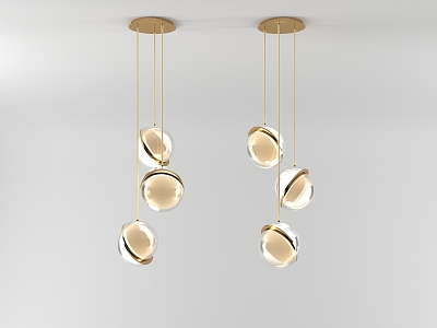 Modern Moon Chandelier Light Luxury Round Chandelier 3d model