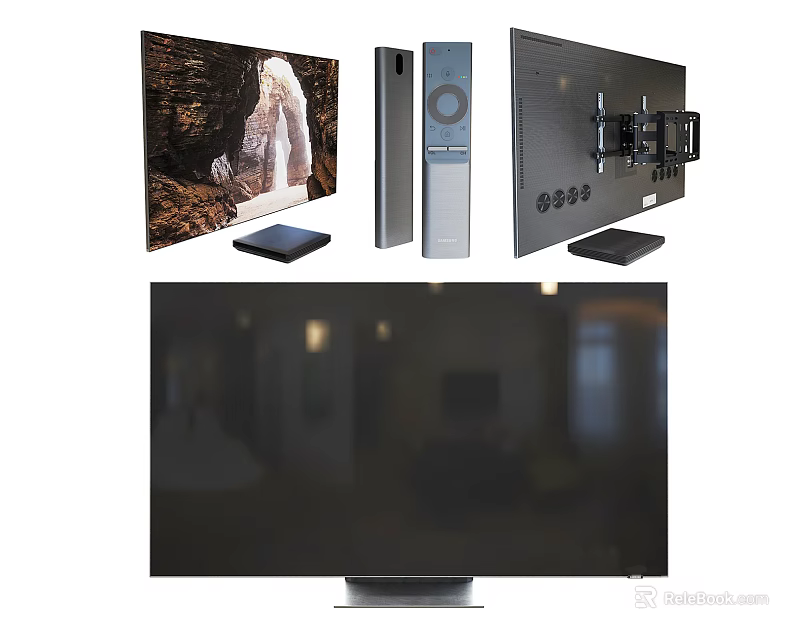 Modern TV Featuring Slim Design Screen Display Remote Control and Wall Mount 3d model 
