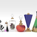Unique Decorative Perfume Bottles With Colorful Glass And Gold Accents Collection