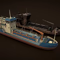 Two Ships Including New Blue White Vessel With Deck Pipes And Old Rusty Black Hull
