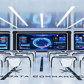 Modern Monitoring Room Command and Control Hall Monitoring Hall Dispatching Command Center Office Desk and Chair 3d model