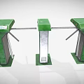 Three Green Vertical Turnstile Gates For Public Access Control System