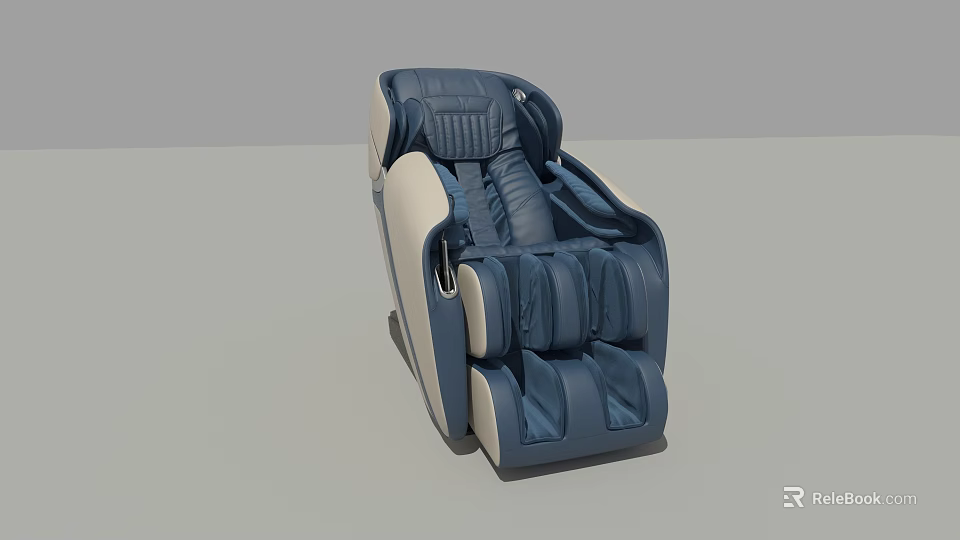 Navy Blue And Beige Modern Massage Chair With Full Body Massage Functionality 3d model 