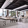 Modern Public Office Space With Desks Computers Office Chairs Large Windows And City View