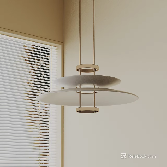 Modern Glass Pendant Light With Double Disc Design And Metal Hanging Frame 3d model 