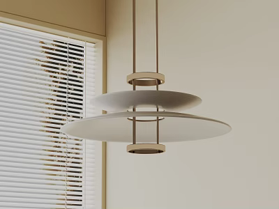 Modern Glass Pendant Light With Double Disc Design And Metal Hanging Frame 3d model