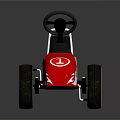 Red Kids Go Kart With Flame Design Black Seat And White Wheels