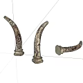 Intricate Horn Sculpture Carving With Decorative Base And Detailed Patterns