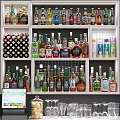 Professional Commercial Liquor Display Shelves With Digital Screen And Wine Glasses