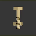 Gold Bolt And Nut Combination With Dark Background And Shiny Reflections 3d model