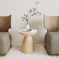 Modern Accent Chairs in Indoor Living Space With Wooden Side Table Vase and Book Decor
