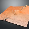 Designed Garden Landscape Featuring Sandy Dune Terrain Natural Pathways And Rock Structures 3d model