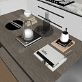 Modern Table Ornaments Books Table Lamp Wine Tops and Chopsticks 3d model