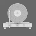 Gold Vinyl Record On Turntable With Wooden Base Black Panel And Tonearm