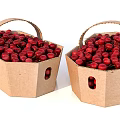 Fresh Cherries in Two Paper Baskets Filled to Brim with Juicy Red Fruits
