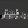 Miniature Shop And Gas Station Model Scene With Green Roof Red Car And Retail Facades