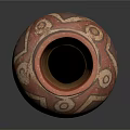 Traditional Ceramic Vase With Red Brown Tones And Geometric Spiral Patterns 3d model