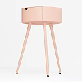 Pink Round Side Table With Single Drawer And Slender Legs 3d model