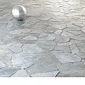 Outdoor Gray Irregular Stone Slab Plaza Paving With Silver Sphere