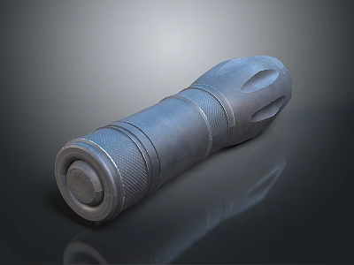 Metallic 3D Rendered Flashlight With Textured Surface And Ergonomic Matte Finish Design 3d model