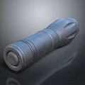 Metallic 3D Rendered Flashlight With Textured Surface And Ergonomic Matte Finish Design