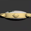 Golden Weapon Scepter With Circular Top Green Arrow Symbol And Ornate Bottom Design