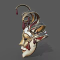 Ornate Venetian Mask With Red Gold Accents Intricate Patterns And Droplets