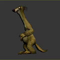 Cartoon Sloth Character With Yellow Fur Long Neck Purple Nose Standing Pose