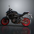 Sleek Black Motorcycle With Red Wheels And Modern Sporty Design Features