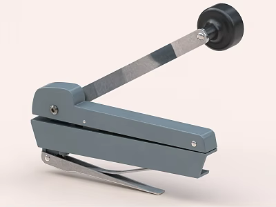 Gray Manual Metal Hardware Tool With Lever And Roller 3d model
