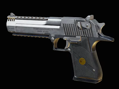 Desert Eagle Mark XIX USA Made Metal Pistol With Grip And Golden Emblem 3d model Desert Eagle Mark XIX USA Made Metal Pistol With Grip And Golden Emblem 3d model