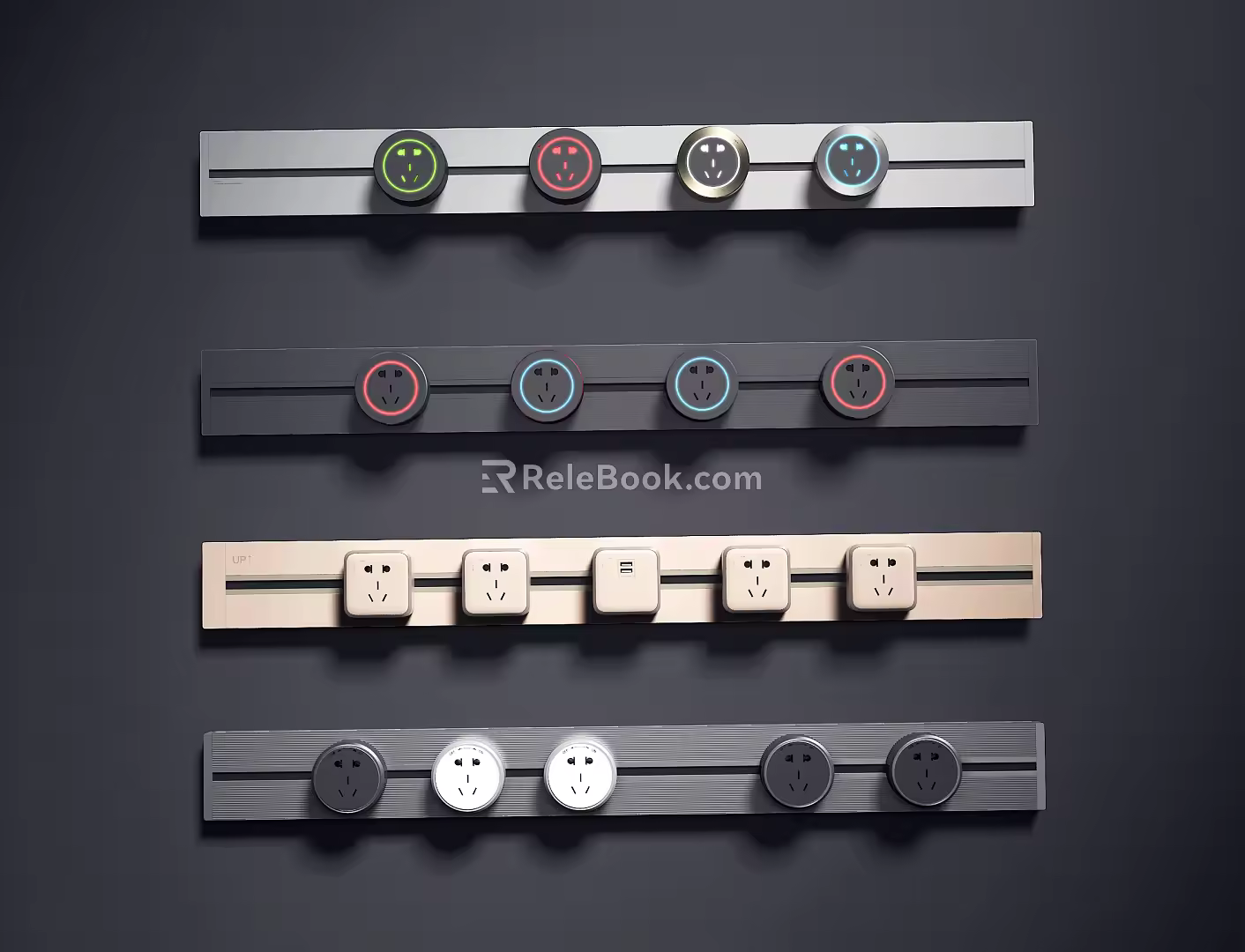 Modern socket slide rail wireless removable socket 3d model
