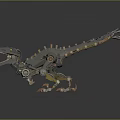 Mechanical Dinosaur With Metal Gears Spiked Back And Sharp Claws 3d model