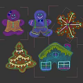 Gingerbread Themed Wall Decor With Snowflake Tree House And Man Shapes