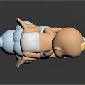 Cute Baby Lying On Blue Cloud With Pacifier And Blonde Hair