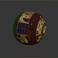 Artistic Decorative Sphere Made of Colorful Tile Squares With Mirrored Panel On Dark Background Reflection