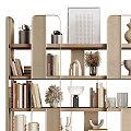 Modern Stylish Multi Tiered Shelf Unit With Books Decorative Vases And Ornaments