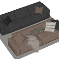 Double sofa Multi-person sofa Corner sofa 3d model