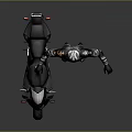 Armored Character In Silver Helmet And Blue Black Armor By Black Motorcycle