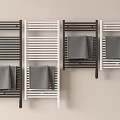 Bathroom Towel Racks in Black and White with Grey Towels Wall Mounted